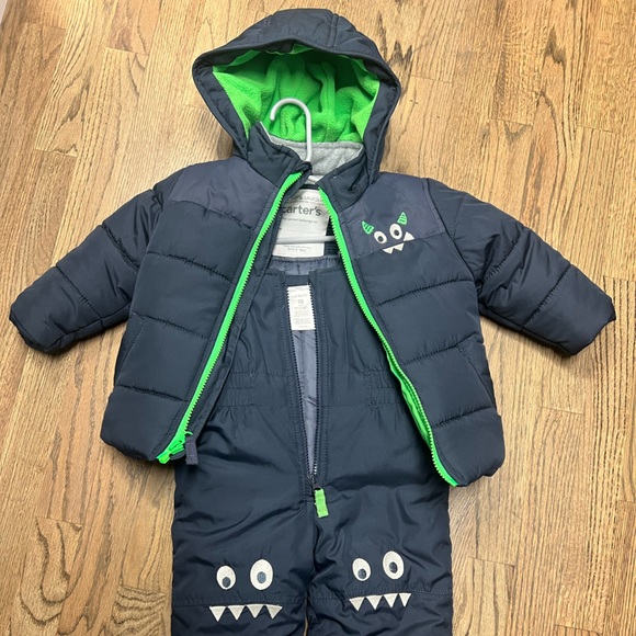 Carters Toddler Boys Snow Suit Navy Green 18 Months - Picture 1 of 3